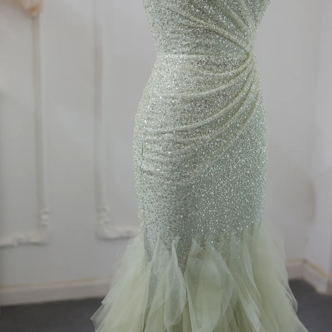 Sparkly Sage Green Mermaid Evening Dress for Wedding Party SS510