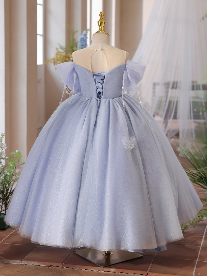 DreamyVow Luxury Lilac Girl Dress Beadeds Arabic with Cap Handmade Bows Princess Kids Wedding Birthday Party Gown J107