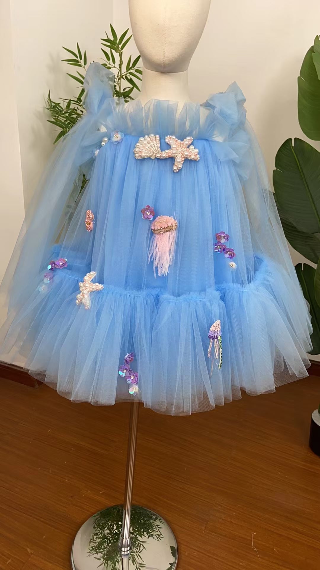 DreamyVow Luxury Blue Baby Flower Girl Dresses Mini Beading J038