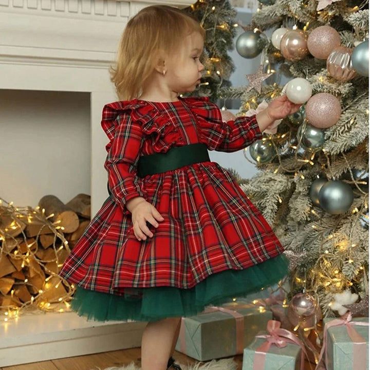 DreamyVow Red Long Sleeve Christmas Girl Dress Birthday Ball Gown J278