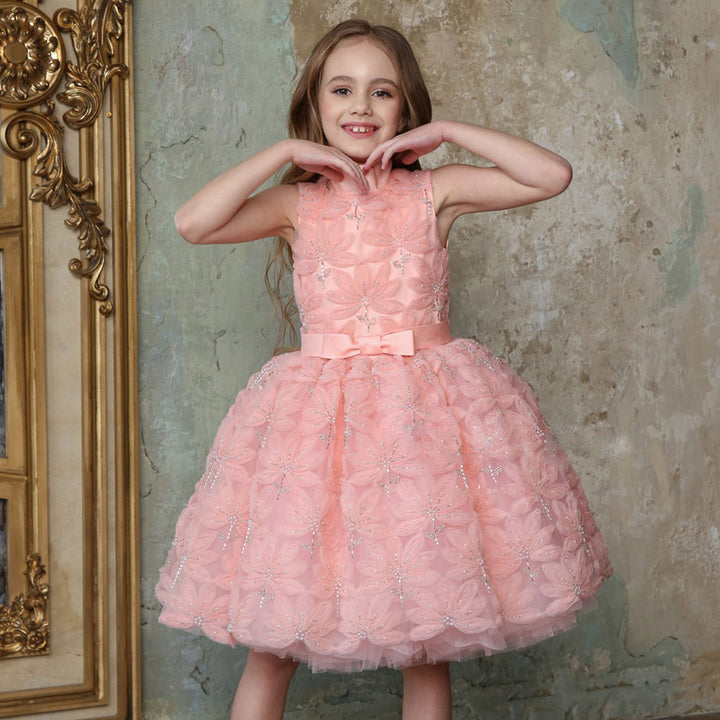 DreamyVow Pink Girl Dress Beads Flowers Princess Birthday Party Gown J130