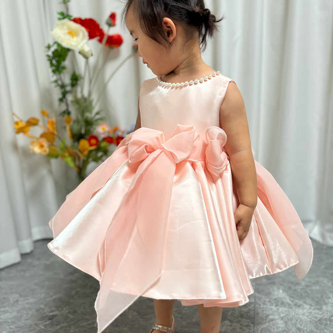 DreamyVow Sleeveless Pink Baby Pearls Princess Girl Dress J208