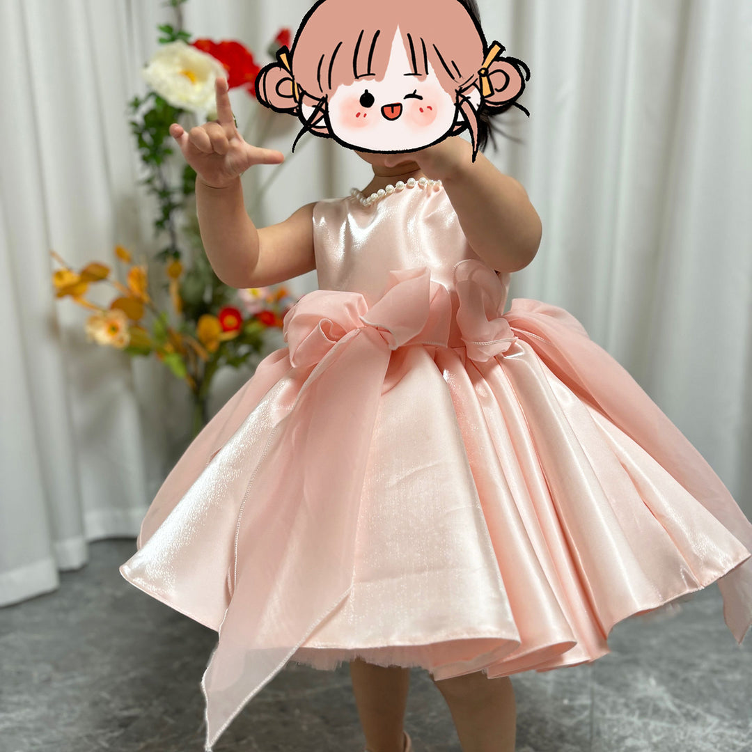 DreamyVow Sleeveless Pink Baby Pearls Princess Girl Dress J208