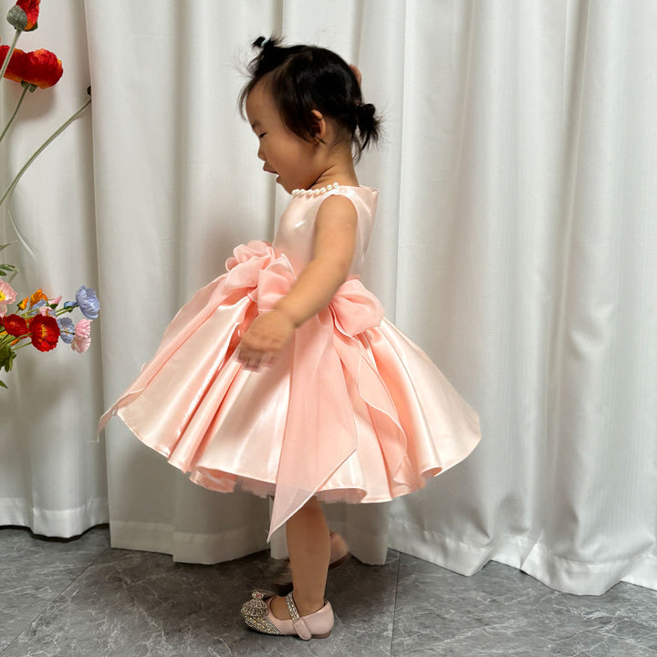 DreamyVow Sleeveless Pink Baby Pearls Princess Girl Dress J208