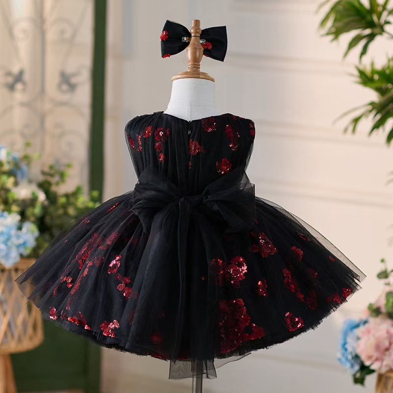 DreamyVow Super Cute Black Baby Lace Knee Length Girl Dress J252