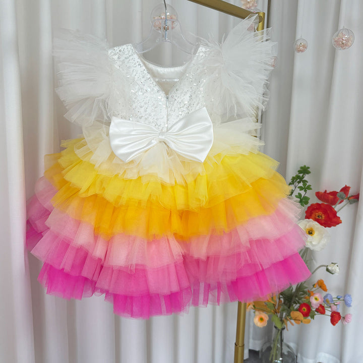 DreamyVow Floral Sequin Knee Length Baby Birthday Girl Dress J275