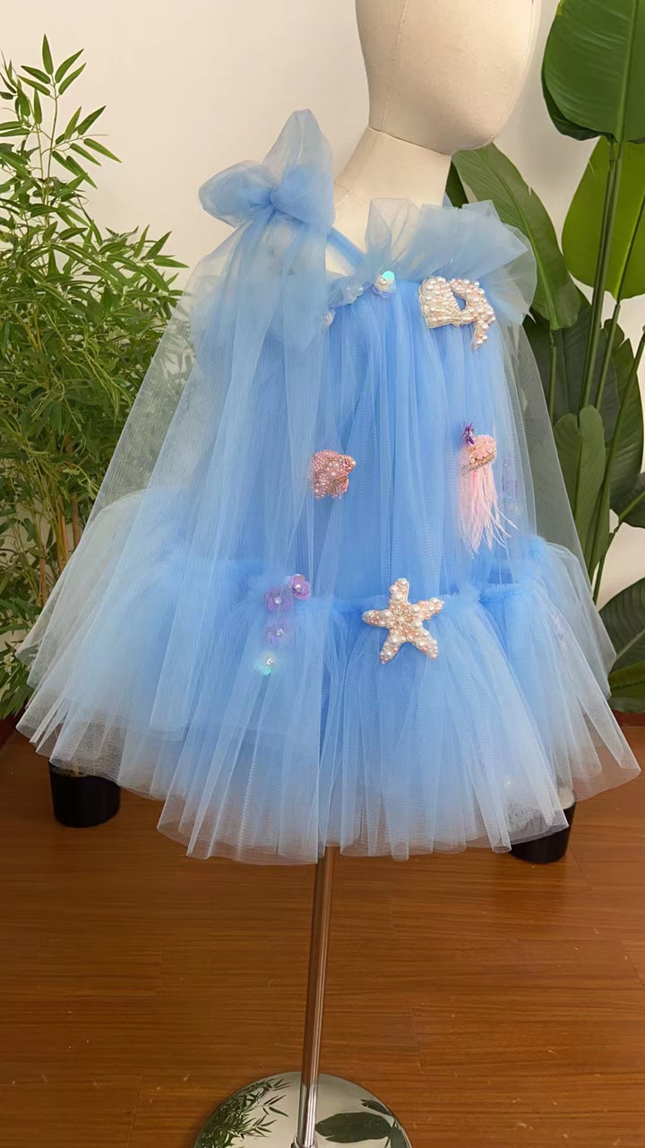 DreamyVow Luxury Blue Baby Flower Girl Dresses Mini Beading J038