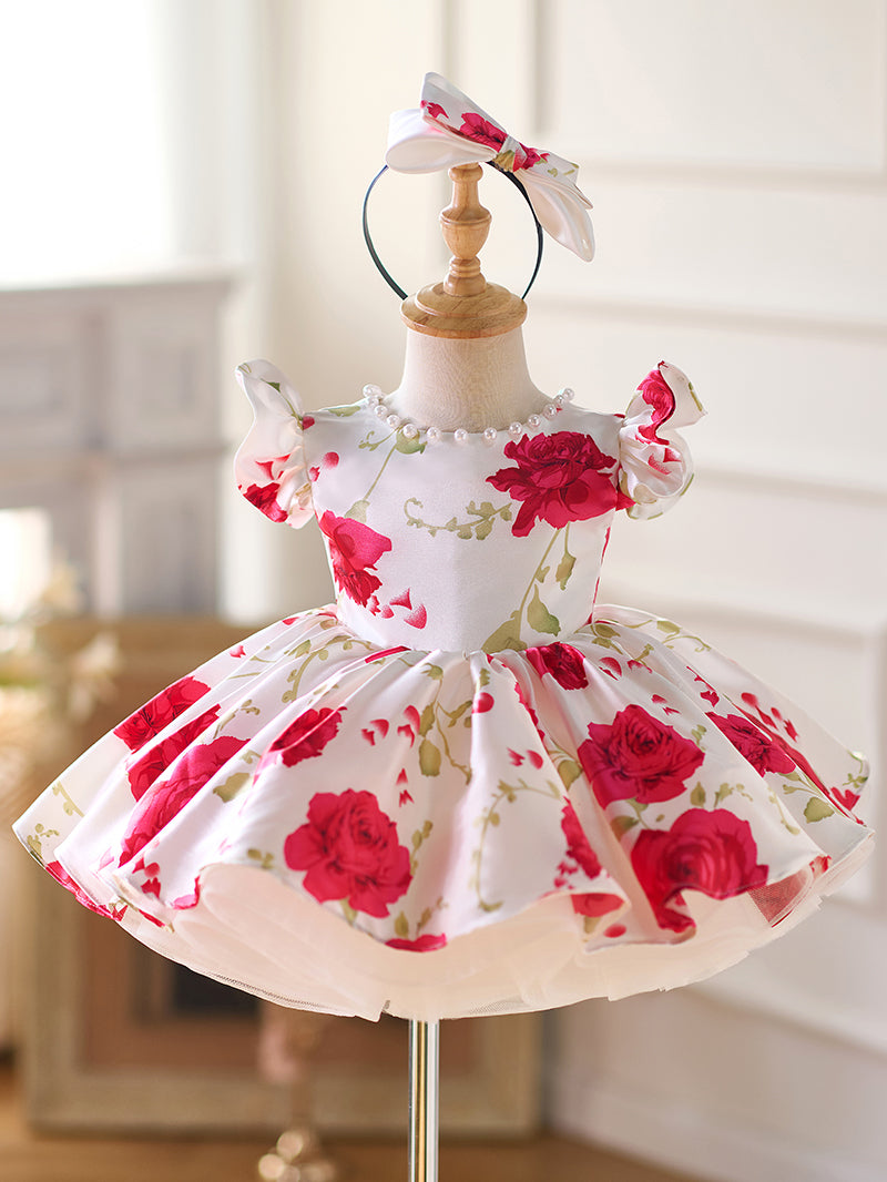 DreamyVow Red Baby Puffy Sleeve Knee Length Baby Girl Dress J051