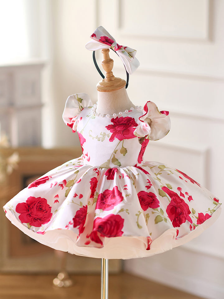 DreamyVow Red Baby Puffy Sleeve Knee Length Baby Girl Dress J051