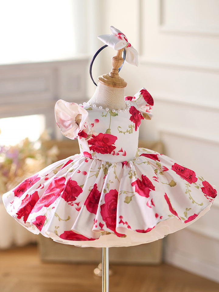 DreamyVow Red Baby Puffy Sleeve Knee Length Baby Girl Dress J051