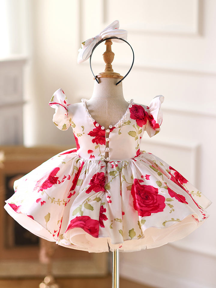 DreamyVow Red Baby Puffy Sleeve Knee Length Baby Girl Dress J051