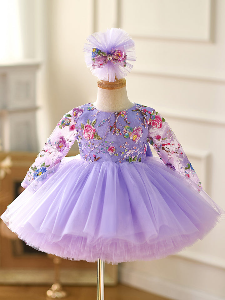 DreamyVow Lilac Baby Long Sleeve Adorable Knee Length Girl Dress J055