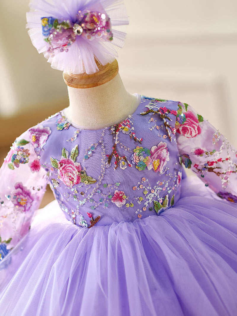 DreamyVow Lilac Baby Long Sleeve Adorable Knee Length Girl Dress J055