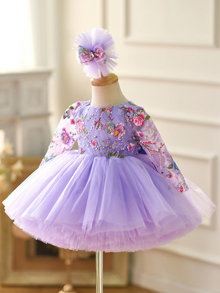 DreamyVow Lilac Baby Long Sleeve Adorable Knee Length Girl Dress J055