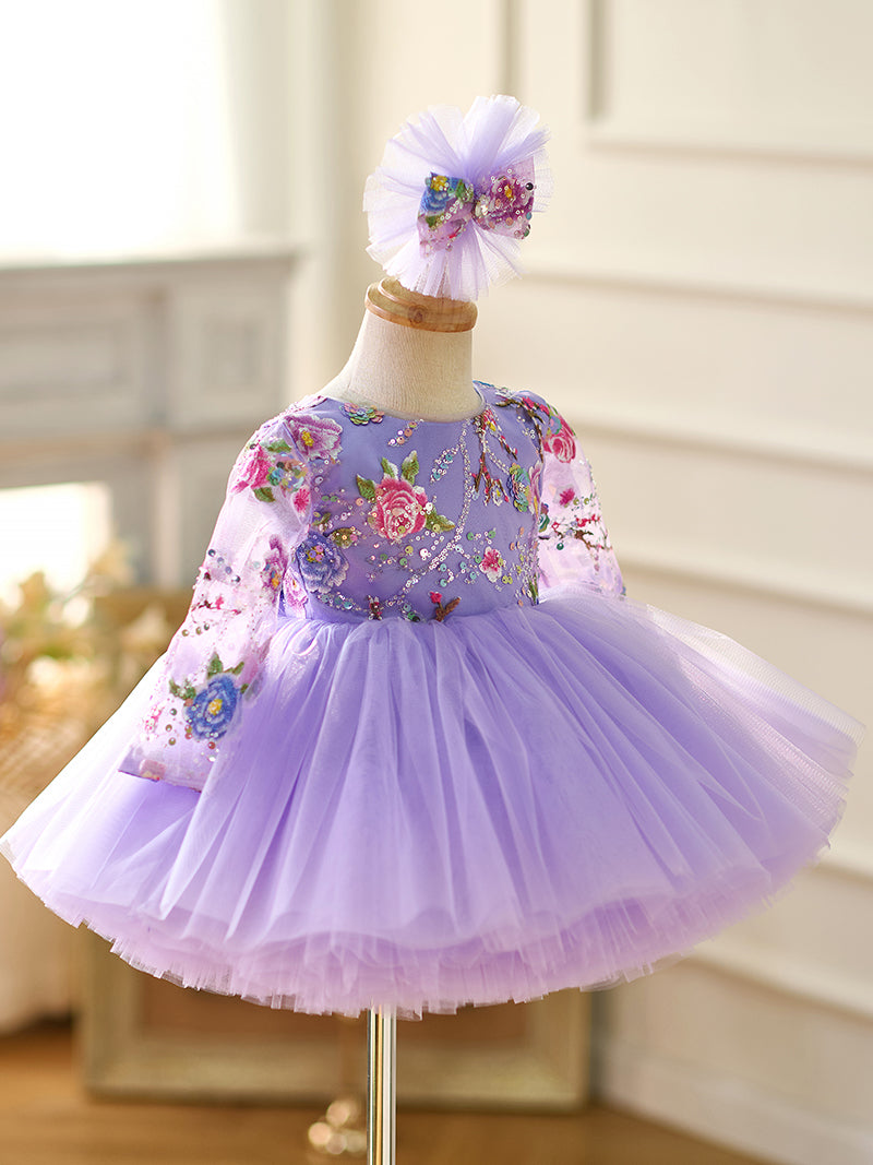 DreamyVow Lilac Baby Long Sleeve Adorable Knee Length Girl Dress J055