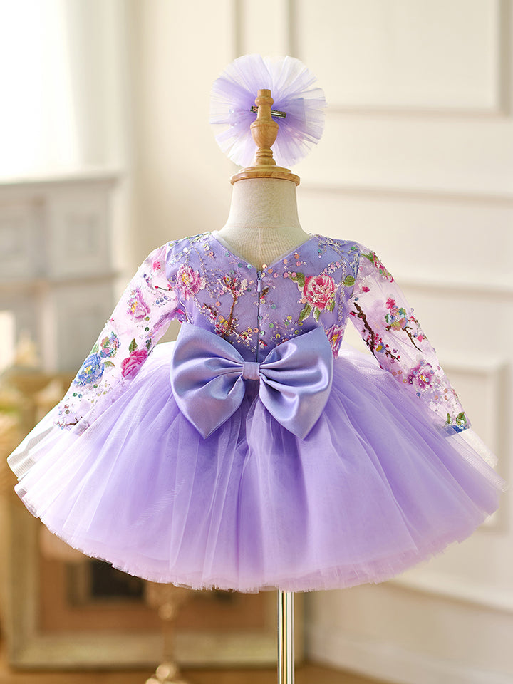 DreamyVow Lilac Baby Long Sleeve Adorable Knee Length Girl Dress J055