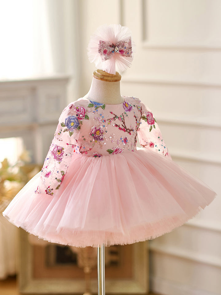 DreamyVow Pink Baby Lace Long Sleeve Adorable Baby Birthday Girl Dress J054