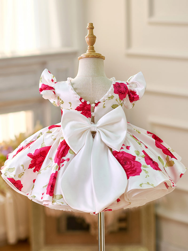 DreamyVow Red Baby Puffy Sleeve Knee Length Baby Girl Dress J051