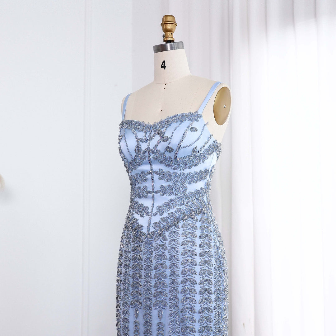 Dreamy Vow Luxury Beaded Blue Mermaid Evening Dress SS124