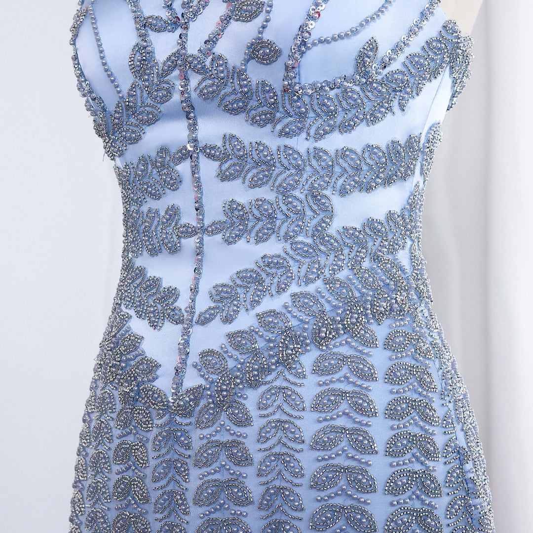 Dreamy Vow Luxury Beaded Blue Mermaid Evening Dress SS124