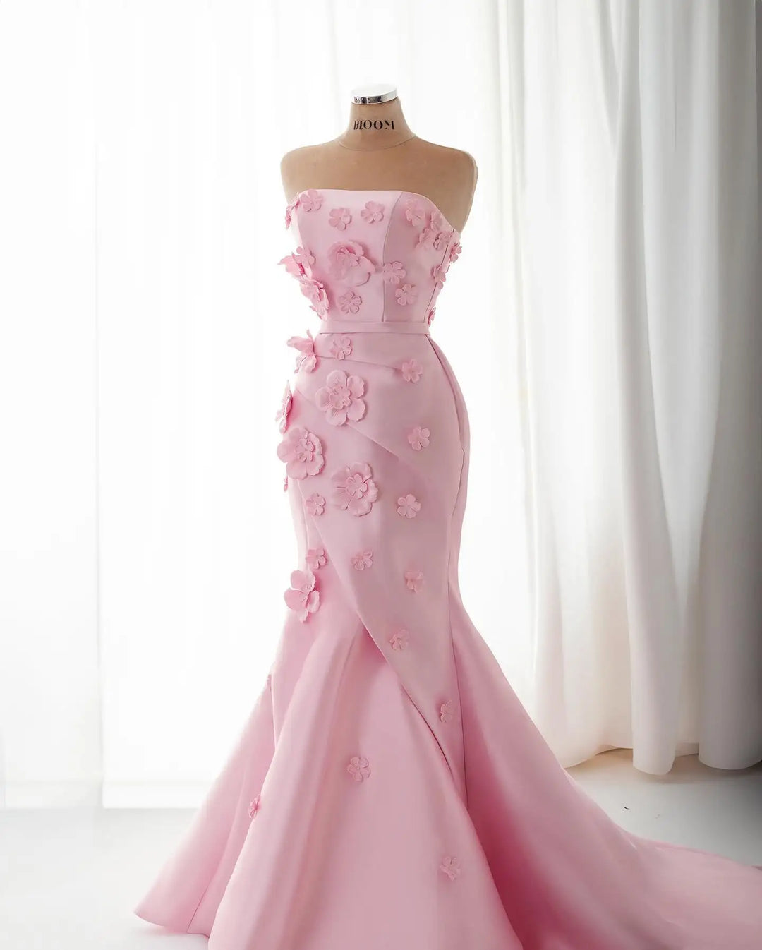 Dreamy Vow Pink 3D Flowers Mermaid Evening Dress with Detachable Overskirt SF274