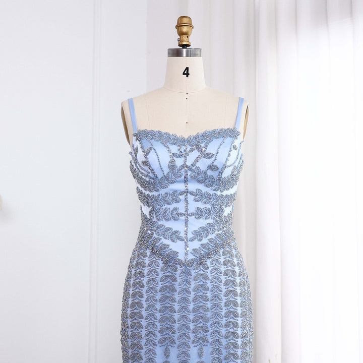 Dreamy Vow Luxury Beaded Blue Mermaid Evening Dress SS124