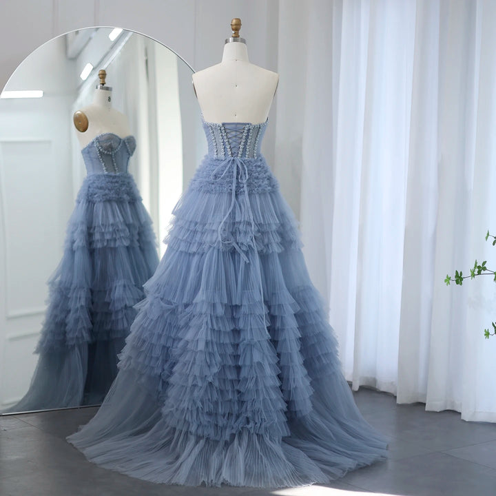 Dreamy Vow Elegant Sweetheart Ball Gown Blue Evening Dresses for Women Wedding Party Luxury Dubai Formal Prom Dress SF088