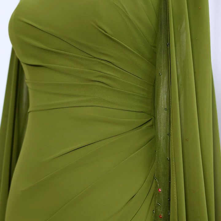 Dreamy Vow Elegant Asymmetrical Sage Green Chiffon Arabic Evening Dress SF051