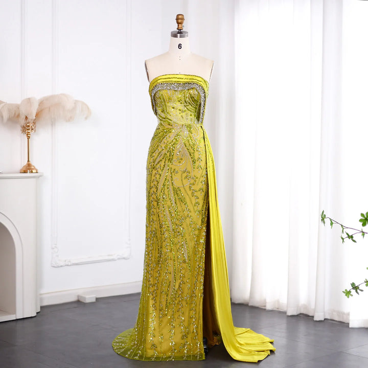 Dreamy Vow Elegant Strapless Lime Luxury Evening Dress SS024