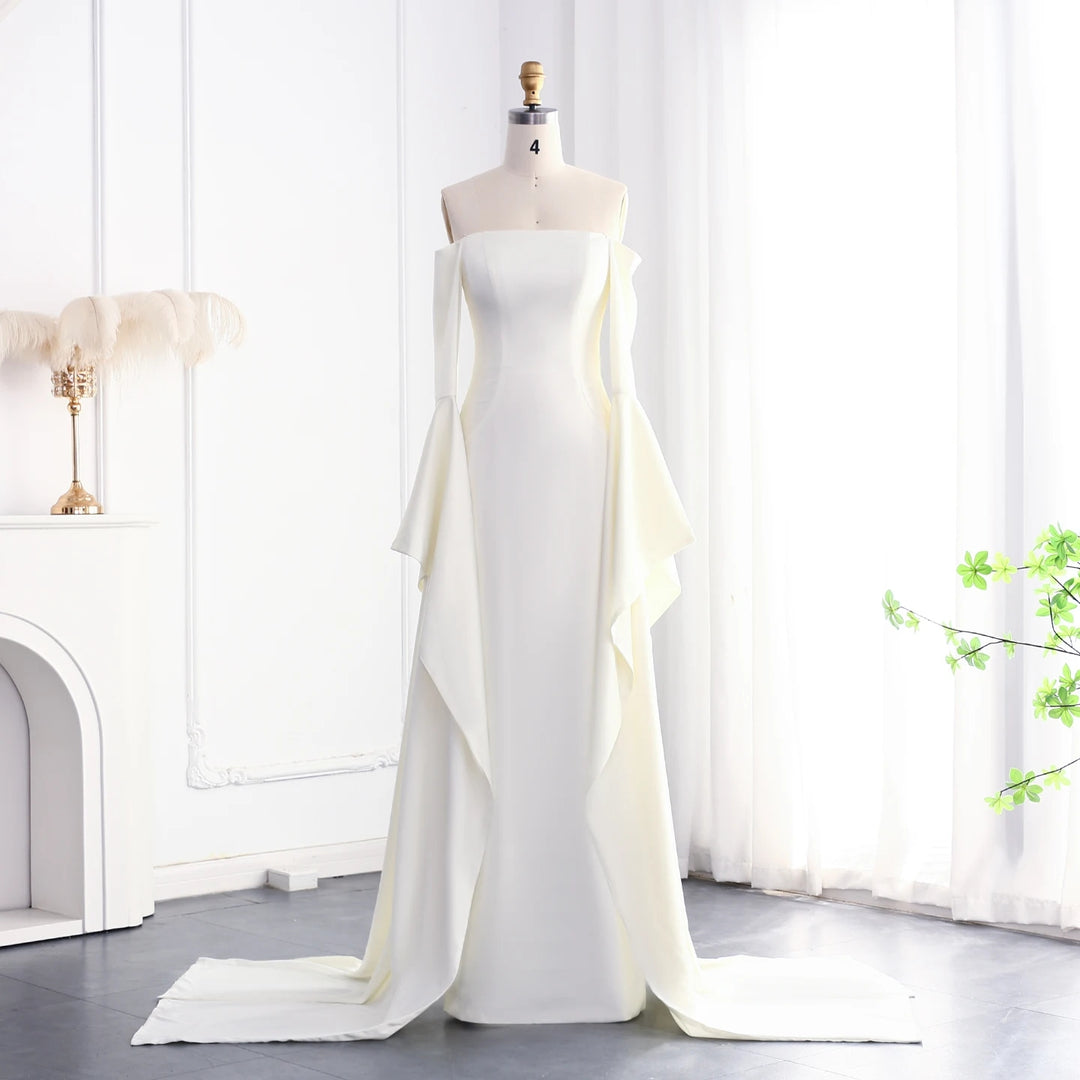 Dreamy Vow Elegant White Off shoulder Evening Dress SF050