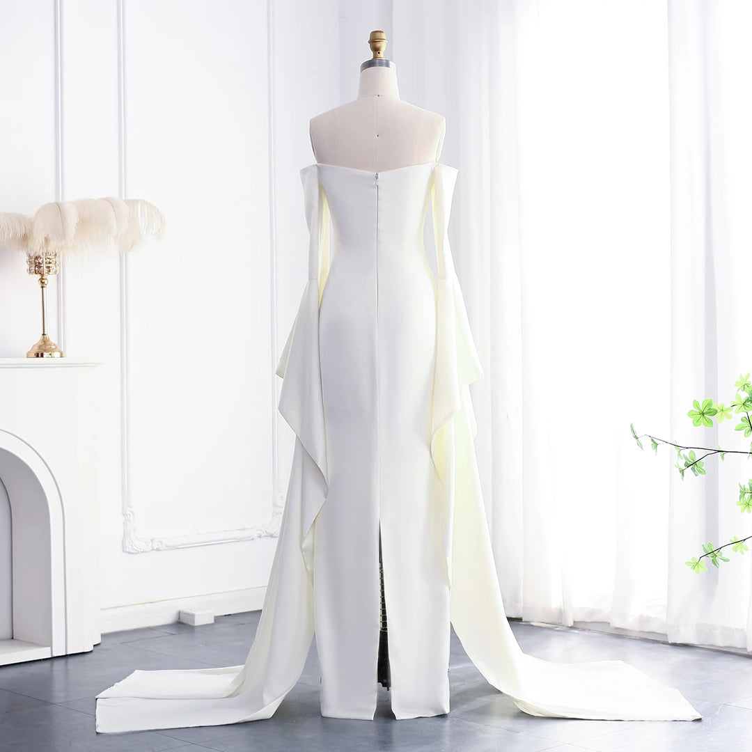 Dreamy Vow Elegant White Off shoulder Evening Dress SF050