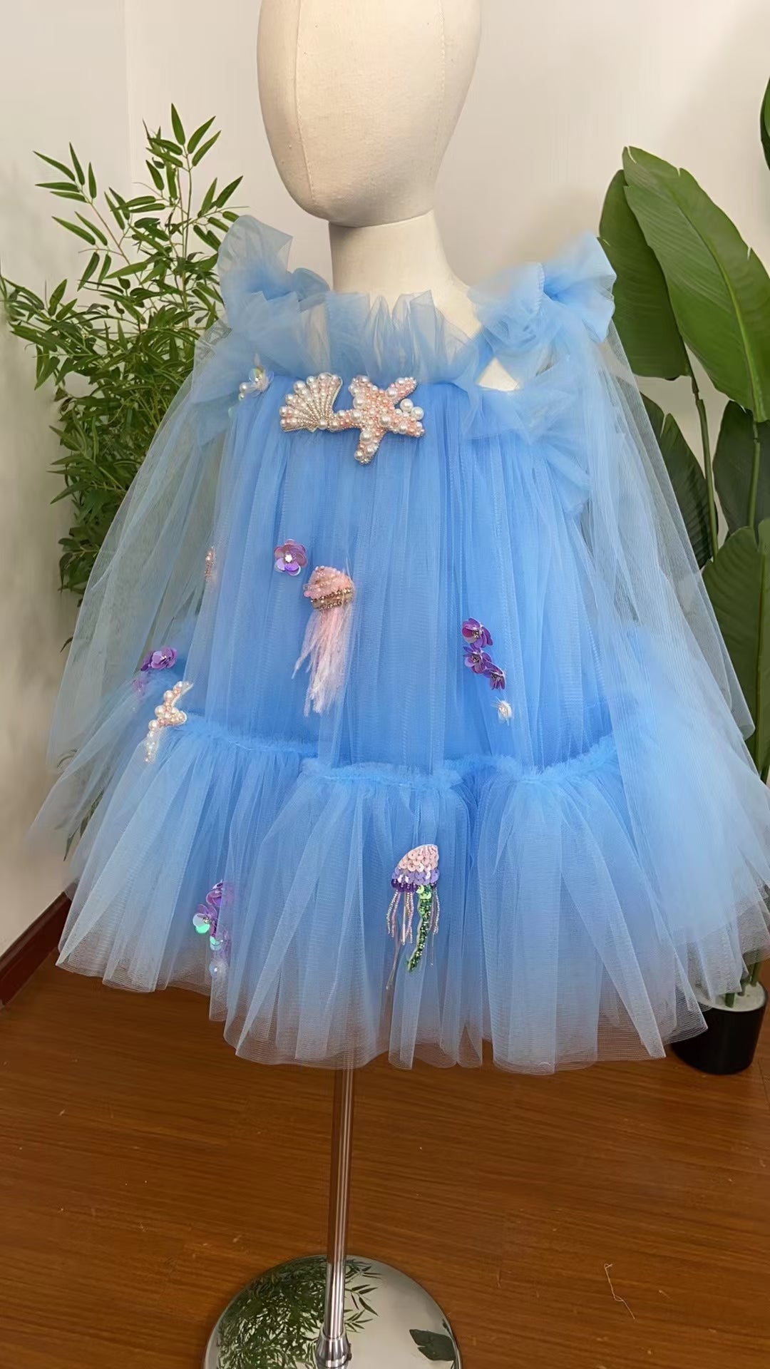 DreamyVow Luxury Blue Baby Flower Girl Dresses Mini Beading J038