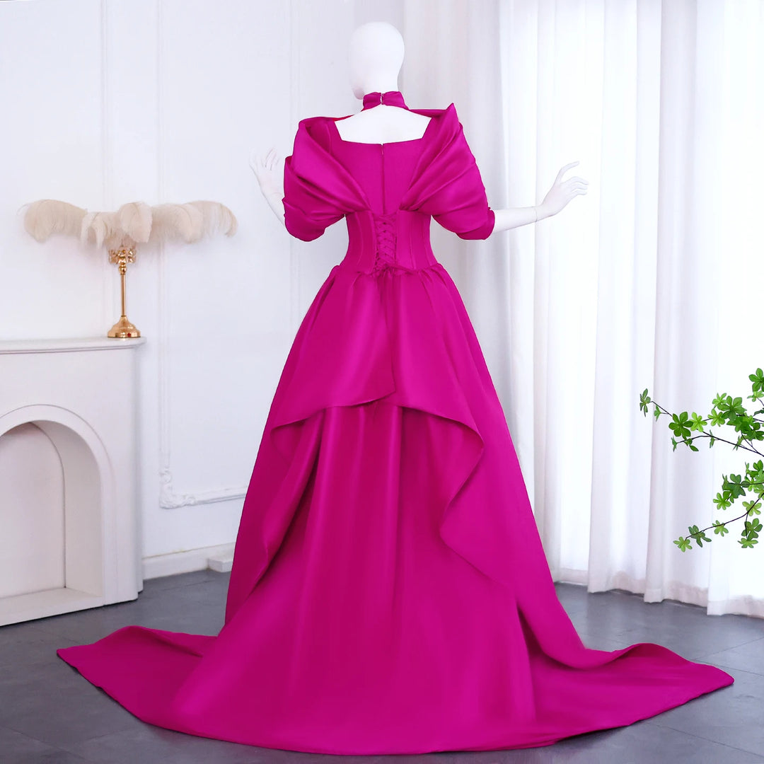 Dreamy Vow Fuchsia Mermaid Celebrity Evening Dress with Overskirt SF030