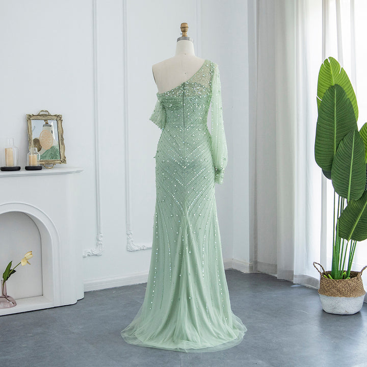 Dreamy Vow For Sale Green One Shoulder Mermaid Evening Dress SS267