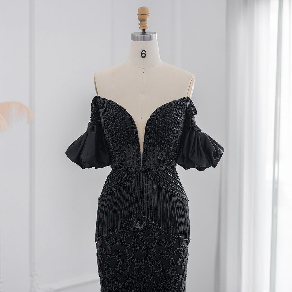 Dreamy Vow For Sale Black Off Shoulder Mermaid Evening Dress SS313