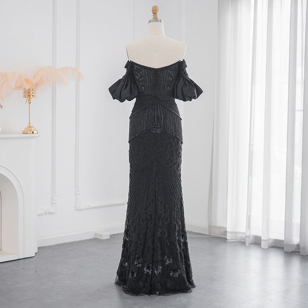 Dreamy Vow For Sale Black Off Shoulder Mermaid Evening Dress SS313