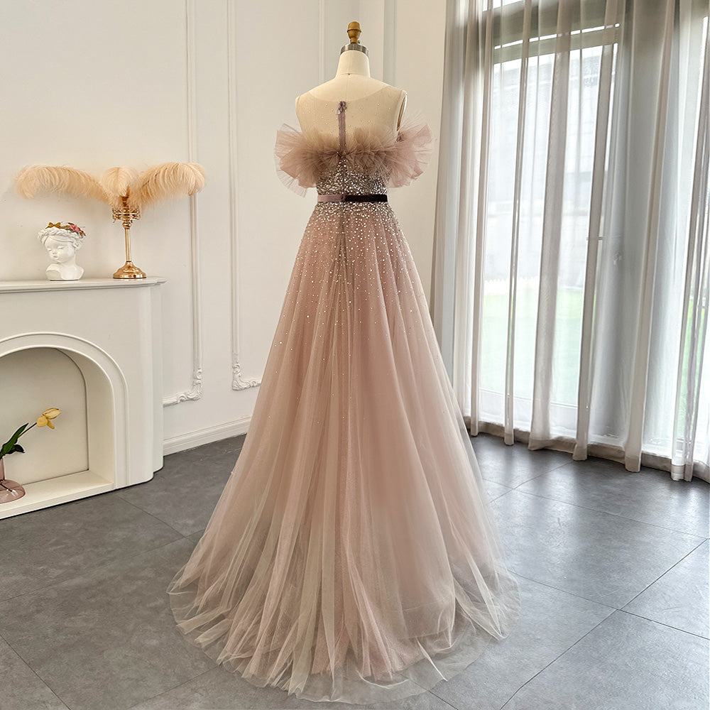 Luxury For Sale Pink Off Shoulder Evening Dress SS375