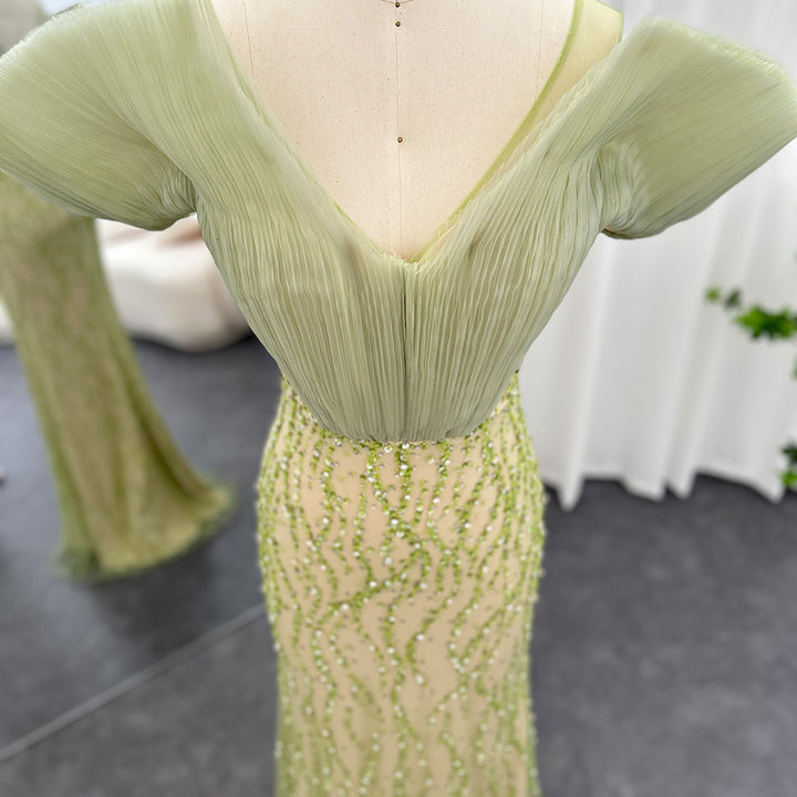 Dreamy Vow For Sale Olive Green Off Shoulder Evening Dress SS377