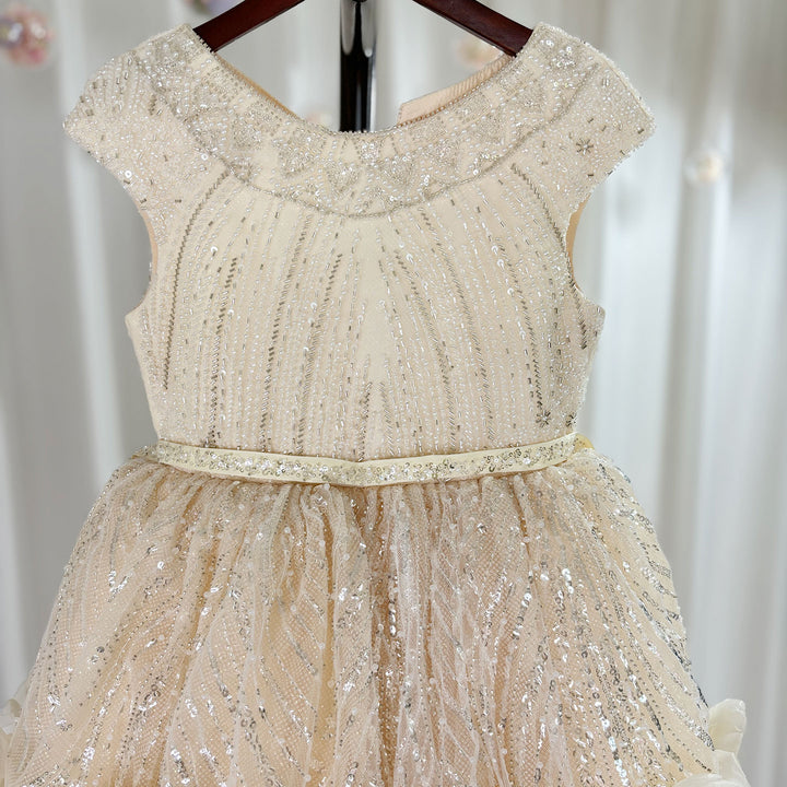 DreamyVow Luxury Ivory Flower Girl Dress Beading Elegant Princess Kids J265