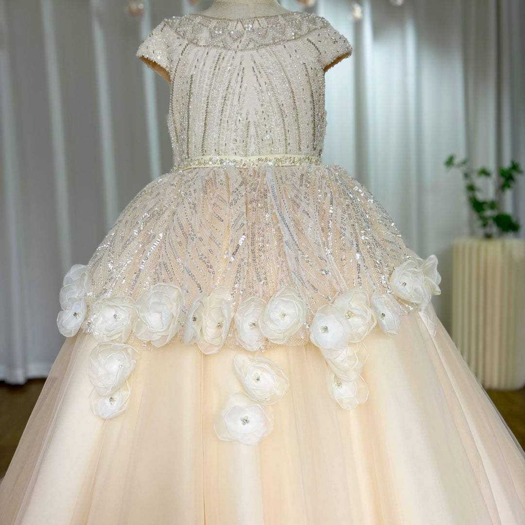 DreamyVow Luxury Ivory Flower Girl Dress Beading Elegant Princess Kids J265