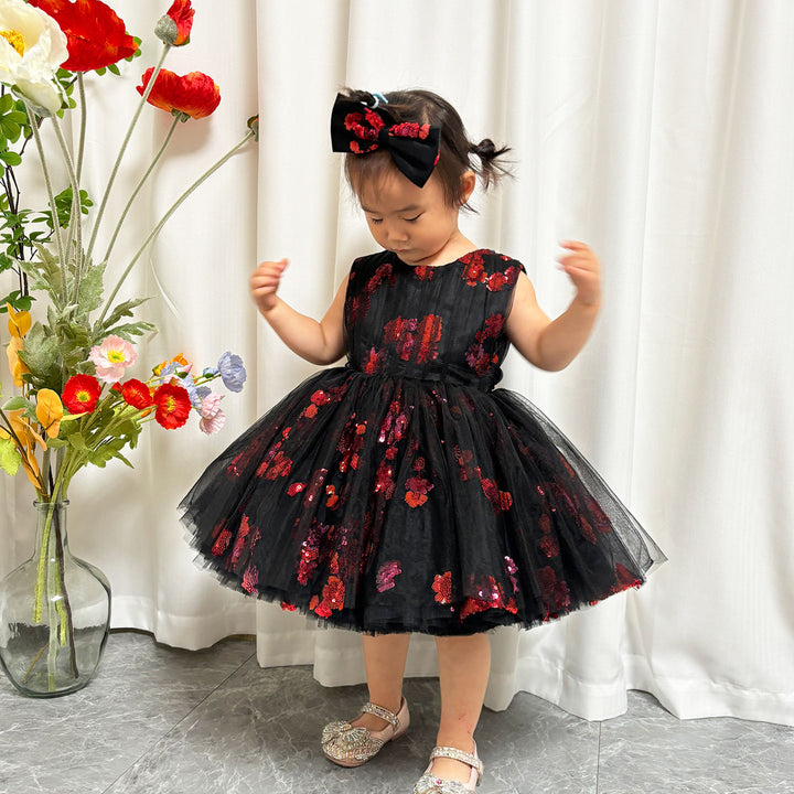 DreamyVow Super Cute Black Baby Lace Knee Length Girl Dress J252