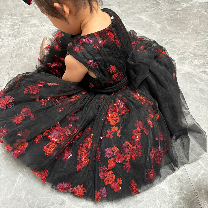 DreamyVow Super Cute Black Baby Lace Knee Length Girl Dress J252