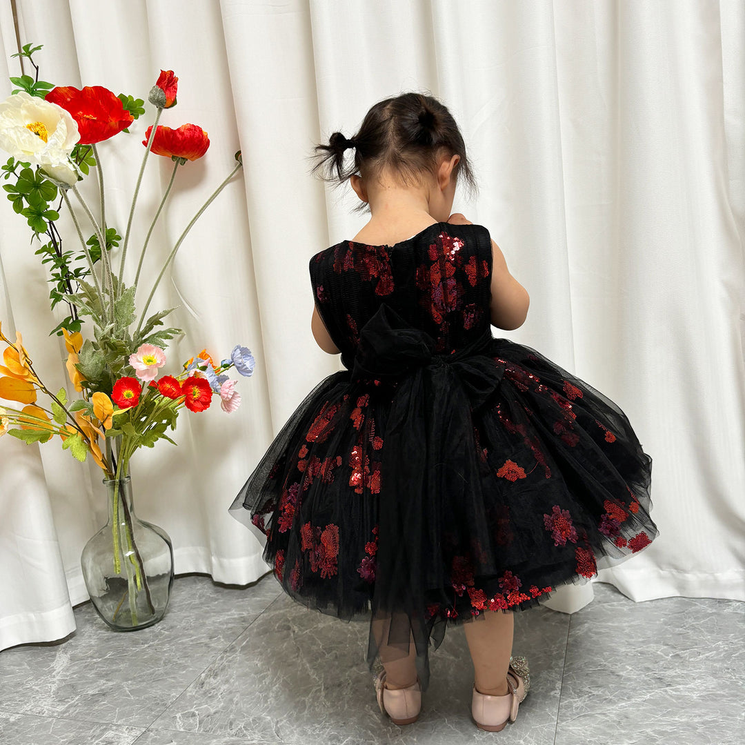 DreamyVow Super Cute Black Baby Lace Knee Length Girl Dress J252