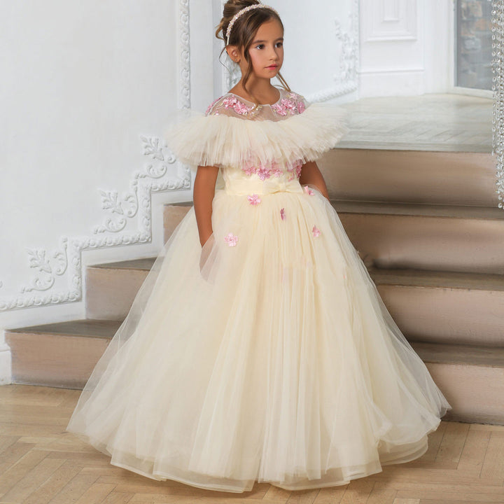 DreamyVow Elegant Lilac Tulle Girl Bridesmaides Dress Princess Arab J172