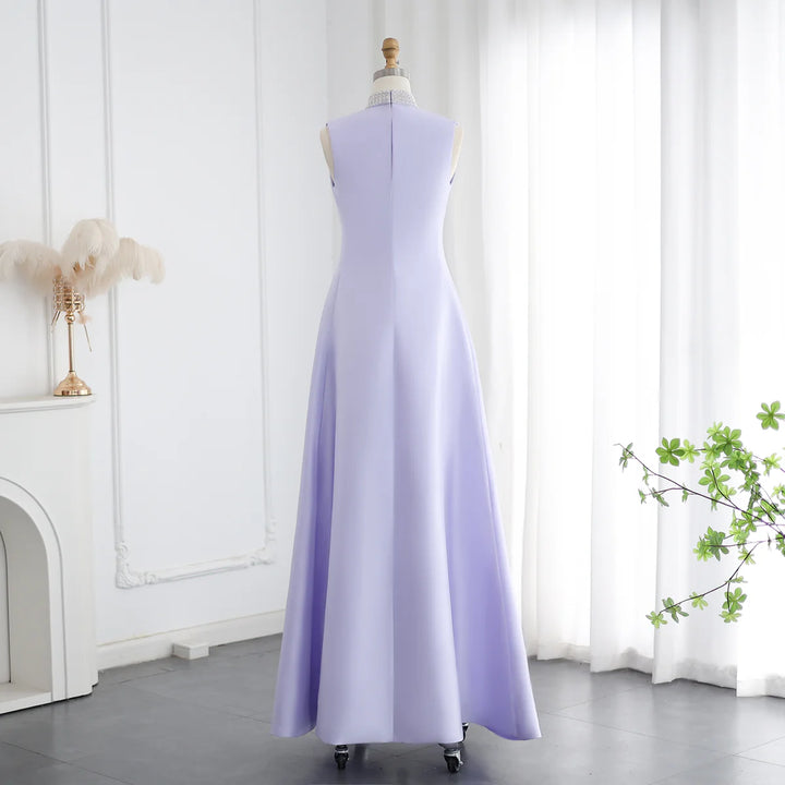 Luxury Rhinestone Lilac Kaftan Evening Dress with Cape SS276