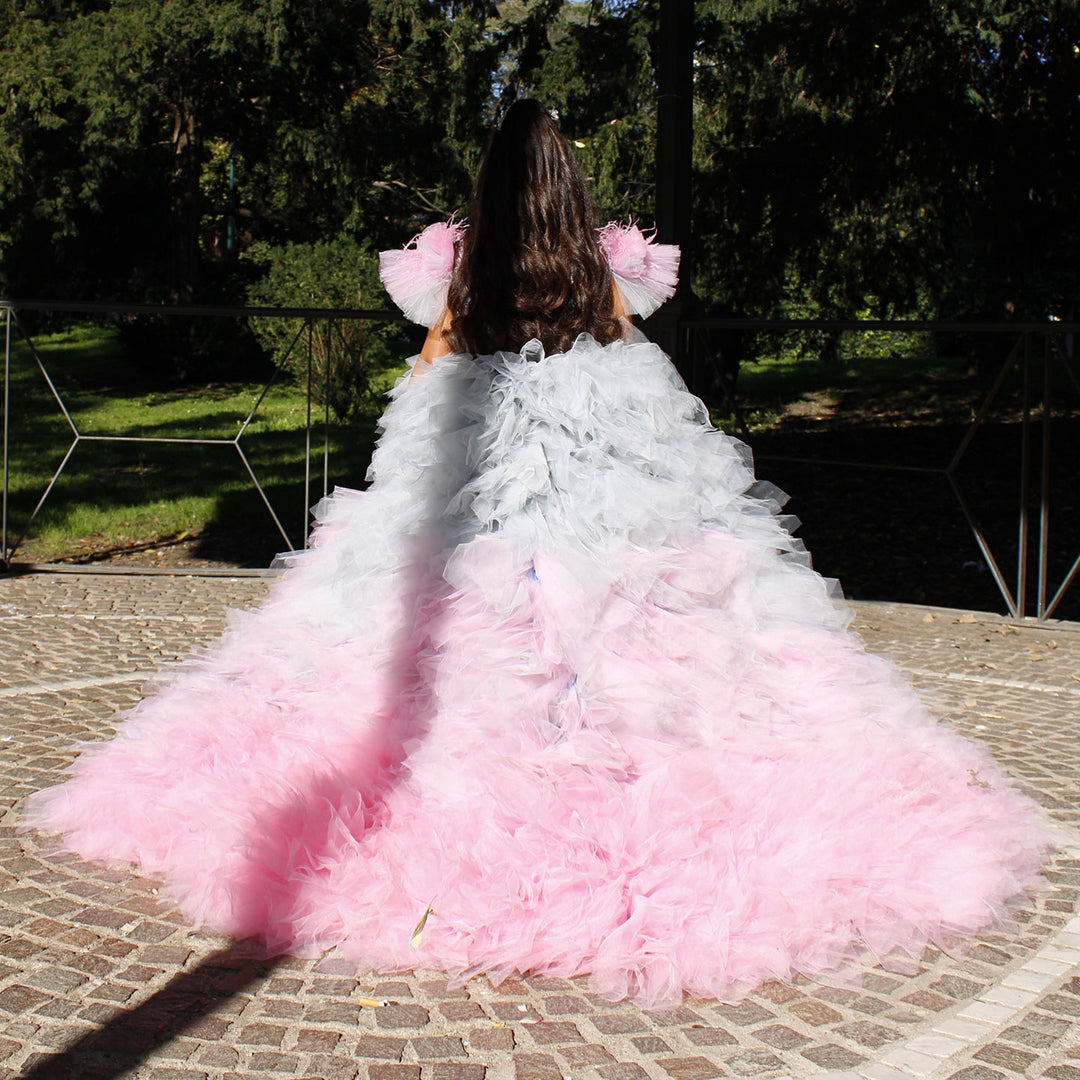 DreamyVow Luxury Girl Dress Feathers Beading Princess Prom Gown for Kids J163