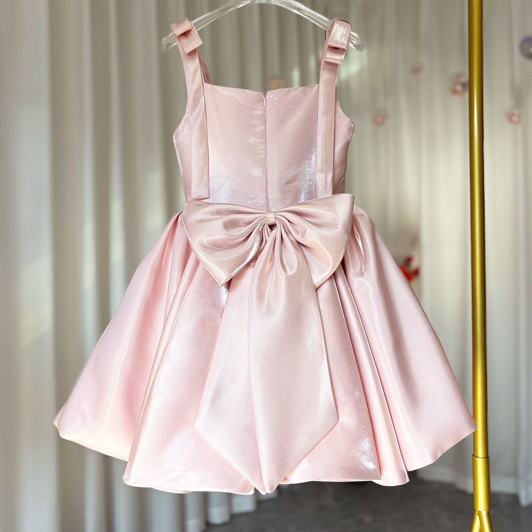 DreamyVow Pink Puffy Square Collar Satin Birthday Party Girl Dress J226