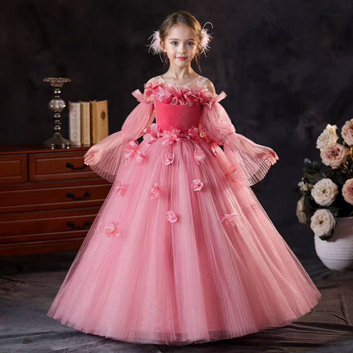 DreamyVow Pink Long Sleeve Girl Birthday Pageant Party Dress J350