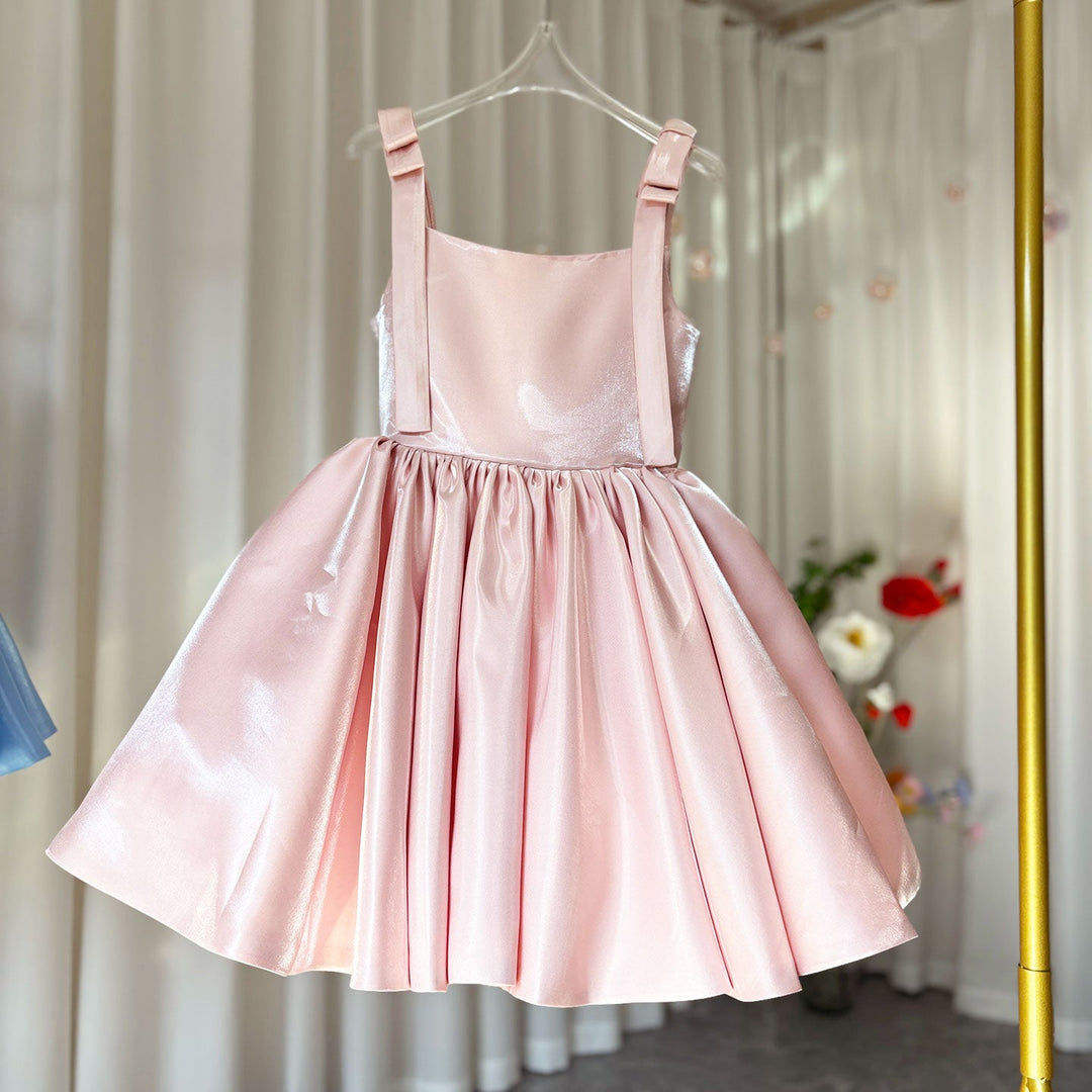 DreamyVow Pink Puffy Square Collar Satin Birthday Party Girl Dress J226