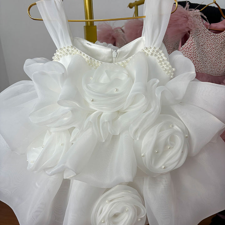 DreamyVow White Baby Girl Dress Pink for Birthday First Communion Party J317